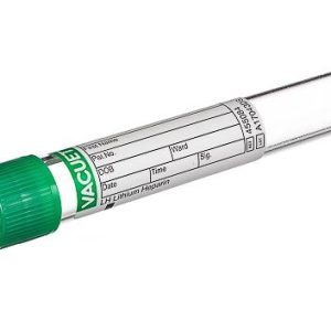 TUBO DE HEPARINA DE LITIO 4ML TAMPA VERDE/ANEL PRETO 13X75 PREMUIM - 50 UN - VACUETTE